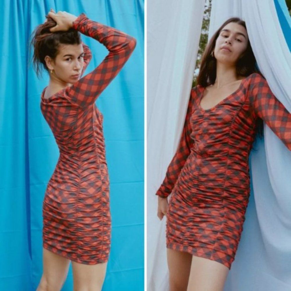 NWT Urban Outfitters Dalton Ruched Mesh Mini Dress | M